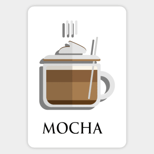 Hot Mocha coffee with whipped cream front view flat design style Magnet